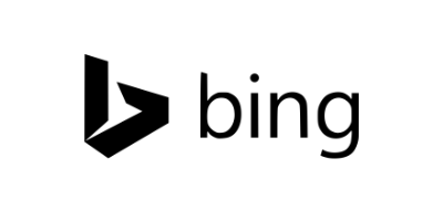 A black and white image of the bing logo.